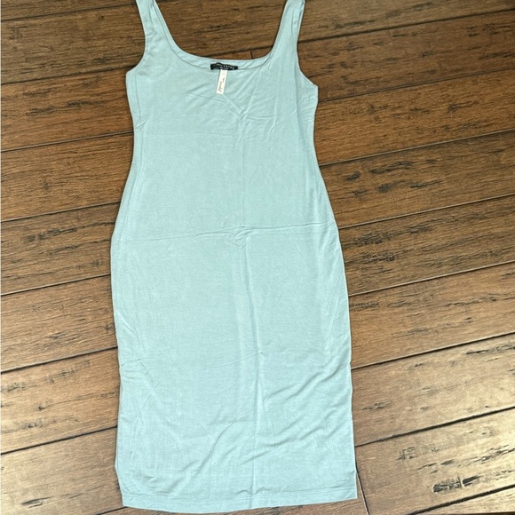Final Touch Baby Blue Midi Dress Bodycon SOFT size Medium - Picture 1 of 5